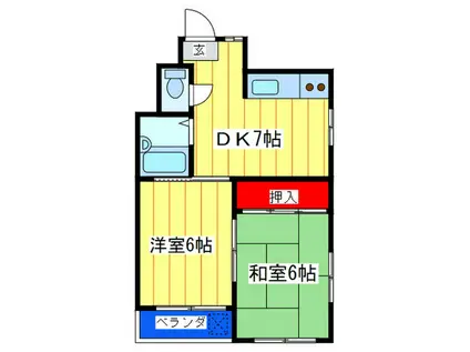 グリーンハイツ勝山Ⅱ号館(2DK/3階)の間取り写真