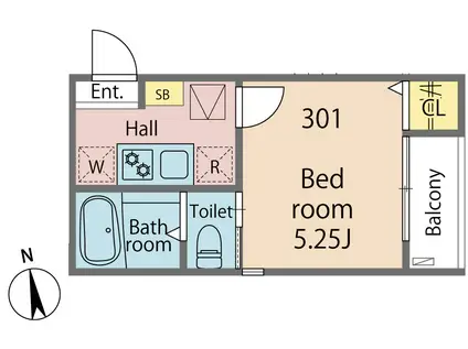 ハナテラス五反野(1K/3階)の間取り写真
