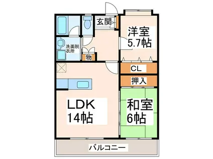 山王団地弐番館(2LDK/2階)の間取り写真