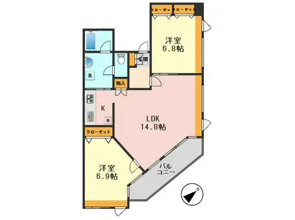 サウンド小岩(2LDK/10階)の間取り写真