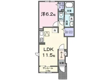 ル・ボヌール三木VII(1LDK/1階)の間取り写真