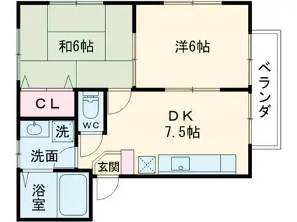 アグリヒサシ(2DK/2階)の間取り写真