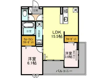 パートリア ネモフィラ(2LDK/3階)の間取り写真