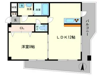 ロジュマン浪速(1LDK/6階)の間取り写真