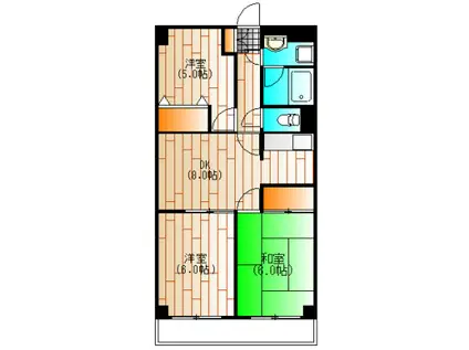 メジャーモ広町II(3DK/5階)の間取り写真