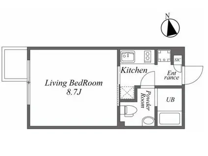 アリスト白金高輪(1K/4階)の間取り写真