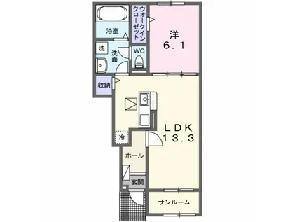 カルム ミー(1LDK/1階)の間取り写真