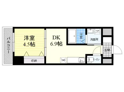 トレステーラ リデアル上人(1DK/1階)の間取り写真