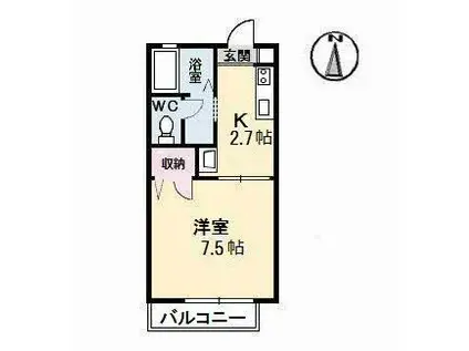 ディアエスタB棟(1K/1階)の間取り写真