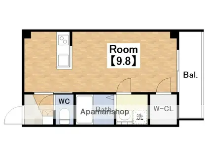 アビーコリーヌIII(ワンルーム/3階)の間取り写真