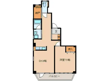 FCビル(1DK/3階)の間取り写真