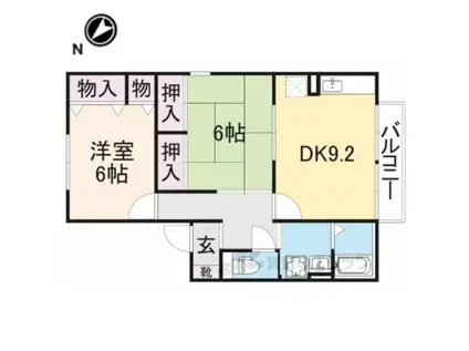 ディアコート2(2DK/2階)の間取り写真