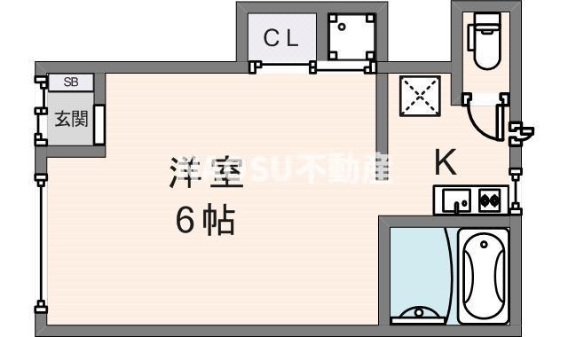 LACHANCE瓢箪山ANNEX(1K/1階)の間取り写真