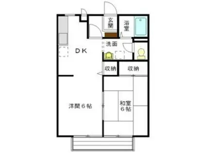 ファミール下加茂II B棟(1LDK/1階)の間取り写真