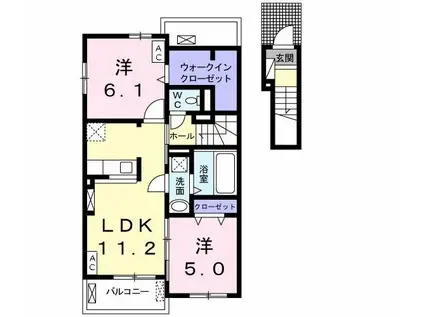 YK ヴィレッジV(2LDK/2階)の間取り写真