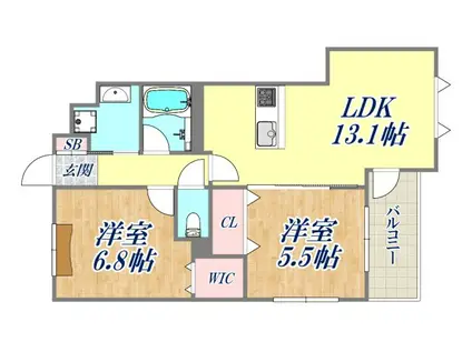 ティマー・レジデンシティ塚口(2LDK/7階)の間取り写真