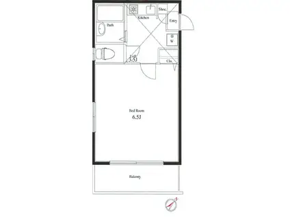 アンビション鶴見(1K/2階)の間取り写真