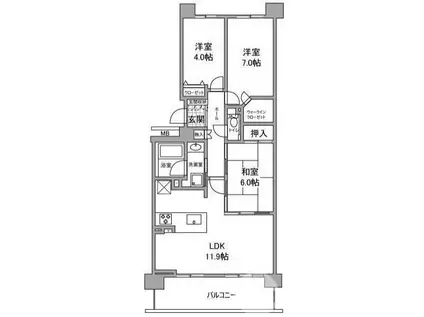 北花田グランアヴェニューイーストプレイス(3LDK/6階)の間取り写真