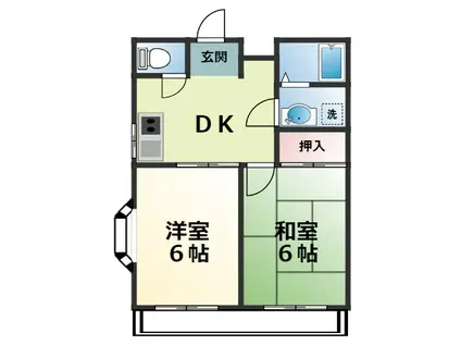 ソレアードII(2DK/2階)の間取り写真