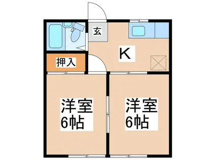 サンライズコート(2K/1階)の間取り写真