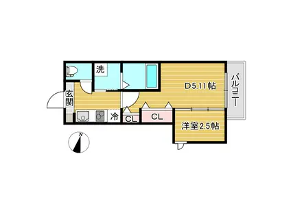 エール御影塚町(1DK/3階)の間取り写真