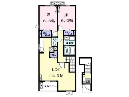ベル アロッジオ II(2LDK/2階)の間取り写真