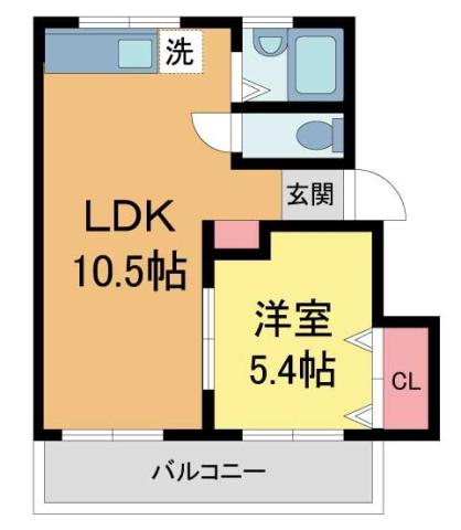 ハイツ77(1LDK/2階)の間取り写真
