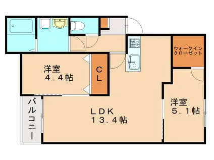 ペーナ・バリオI棟(2LDK/2階)の間取り写真