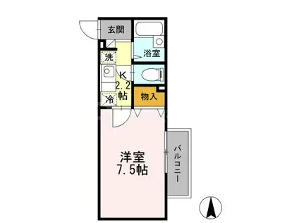 東京メトロ副都心線 平和台駅(東京) 徒歩10分 2階建 築25年(1K/2階)の間取り写真