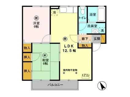 パステル中浦和(2LDK/2階)の間取り写真