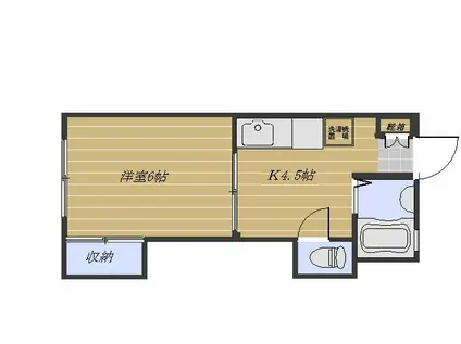 フジイハイツ(1K/1階)の間取り写真