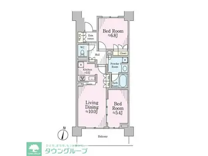 リージア経堂テラスガーデン(2LDK/4階)の間取り写真