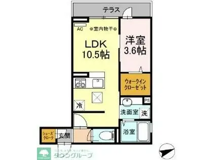 ルチェ・ソラーレ(1LDK/2階)の間取り写真
