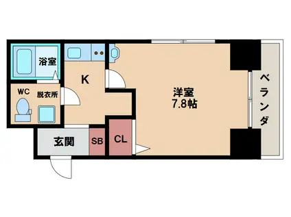 ブルービ-田辺駅前(1K/7階)の間取り写真