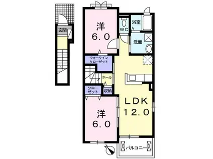 フォレストガーデン W(2LDK/2階)の間取り写真