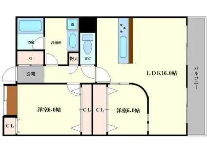 ウエスト江戸堀(2LDK/8階)の間取り写真