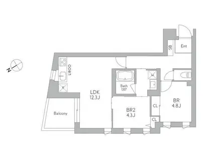 J.リヴェール武蔵小山ウエスト(2LDK/5階)の間取り写真