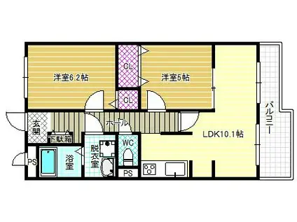 VOGEL(2LDK/1階)の間取り写真