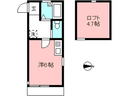 イルソーレ(ワンルーム/1階)の間取り写真