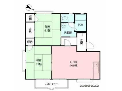 パークハイムMORI A棟(2LDK/2階)の間取り写真