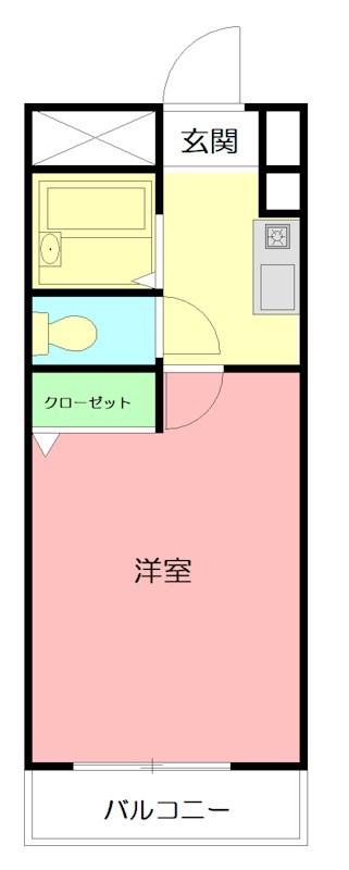 サンハイツ湘南(1K/3階)の間取り写真
