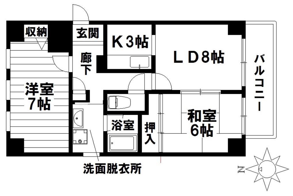 グレース堀田(2DK/4階)の間取り写真