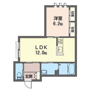 アベリア(1LDK/1階)の間取り写真