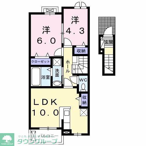 エトワール(2LDK/2階)の間取り写真