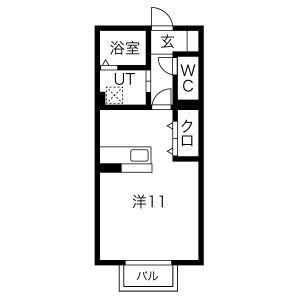 はなみずき(ワンルーム/1階)の間取り写真