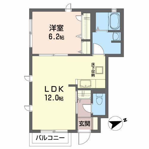 ディアスI(1LDK/1階)の間取り写真