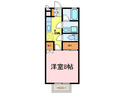 ジュネス1(1K/1階)の間取り写真