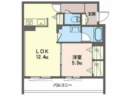 シャーメゾンSHIN-OSAKAウエスト(1LDK/1階)の間取り写真