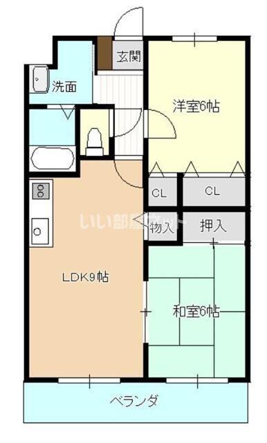 リベルテ曳馬(2DK/2階)の間取り写真
