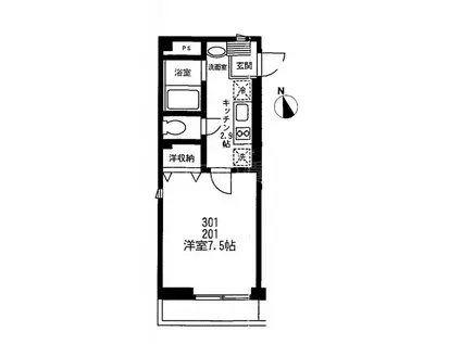 YS FLAT(1K/2階)の間取り写真